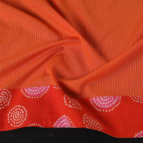 Orange Running Stitch Plain Cotton Blouse Piece