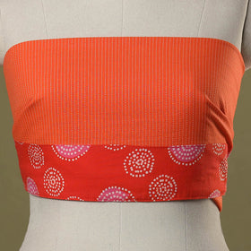 Orange Running Stitch Plain Cotton Blouse Piece