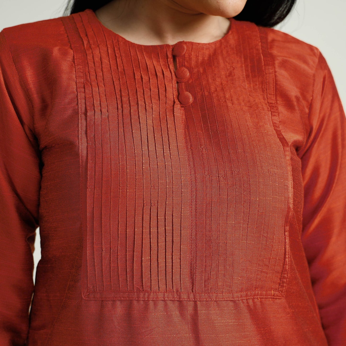 Buy Plain Silk Pintuck Long Kurta Online at iTokri.com