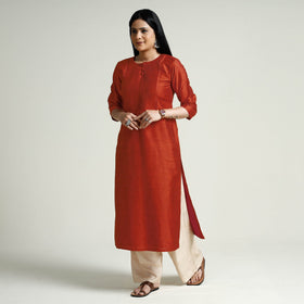 Buy Plain Silk Pintuck Long Kurta Online at iTokri.com