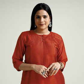 Buy Plain Silk Pintuck Long Kurta Online at iTokri.com