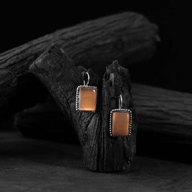 Orange - saanjh bela square shape oxidised drop earrings
