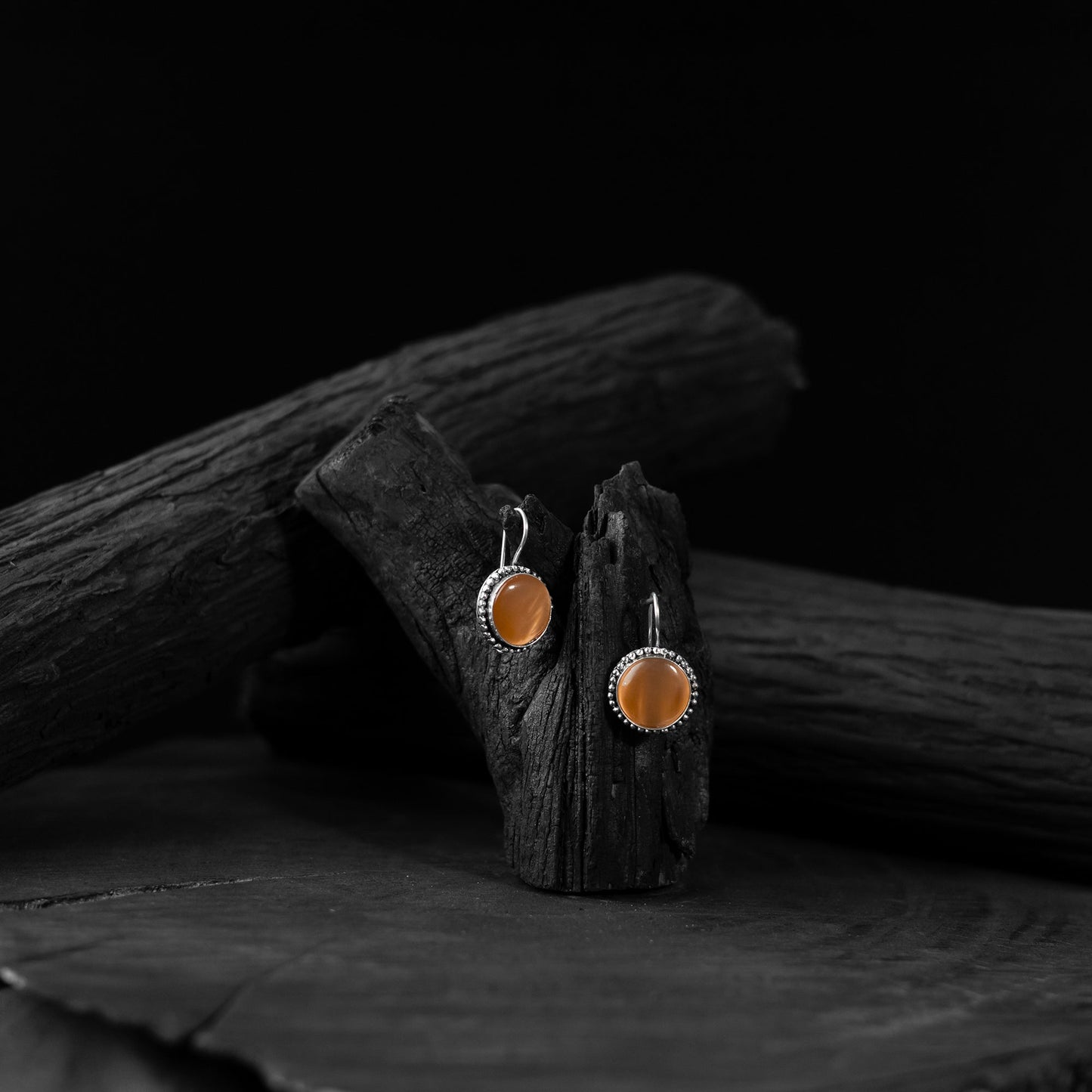 Orange - saanjh bela stone oxidised drop earrings
