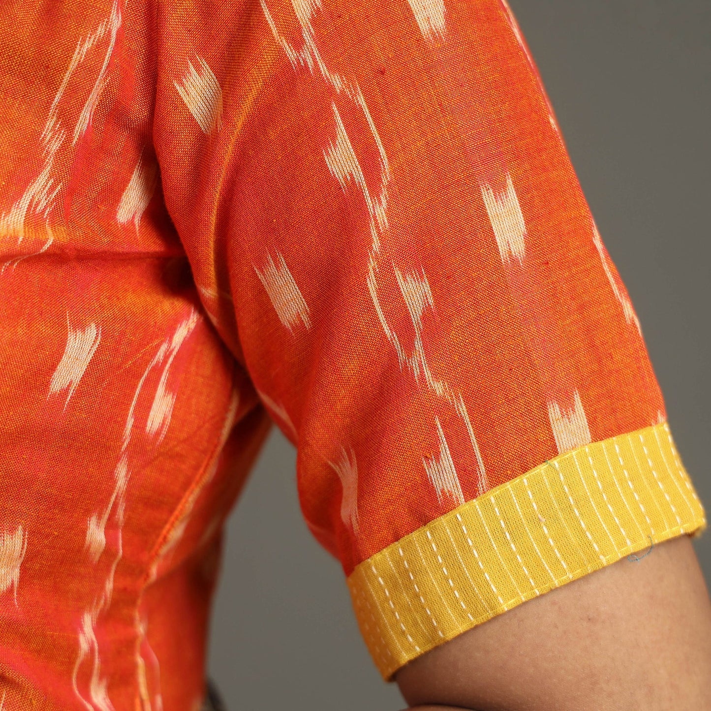 Orange - Sambalpuri Cotton Stitched Ikat Blouse 05