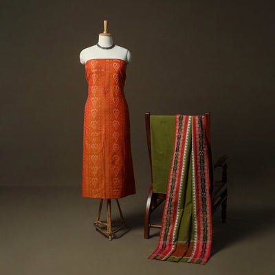 Sambalpuri ikat cotton 3pc unstitched dress material suit
