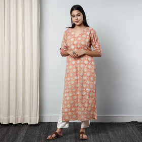  Sanganeri Block Printed Cotton Long Kurta for Women