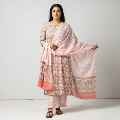  Sanganeri Kurta with Palazzo & Dupatta Set
