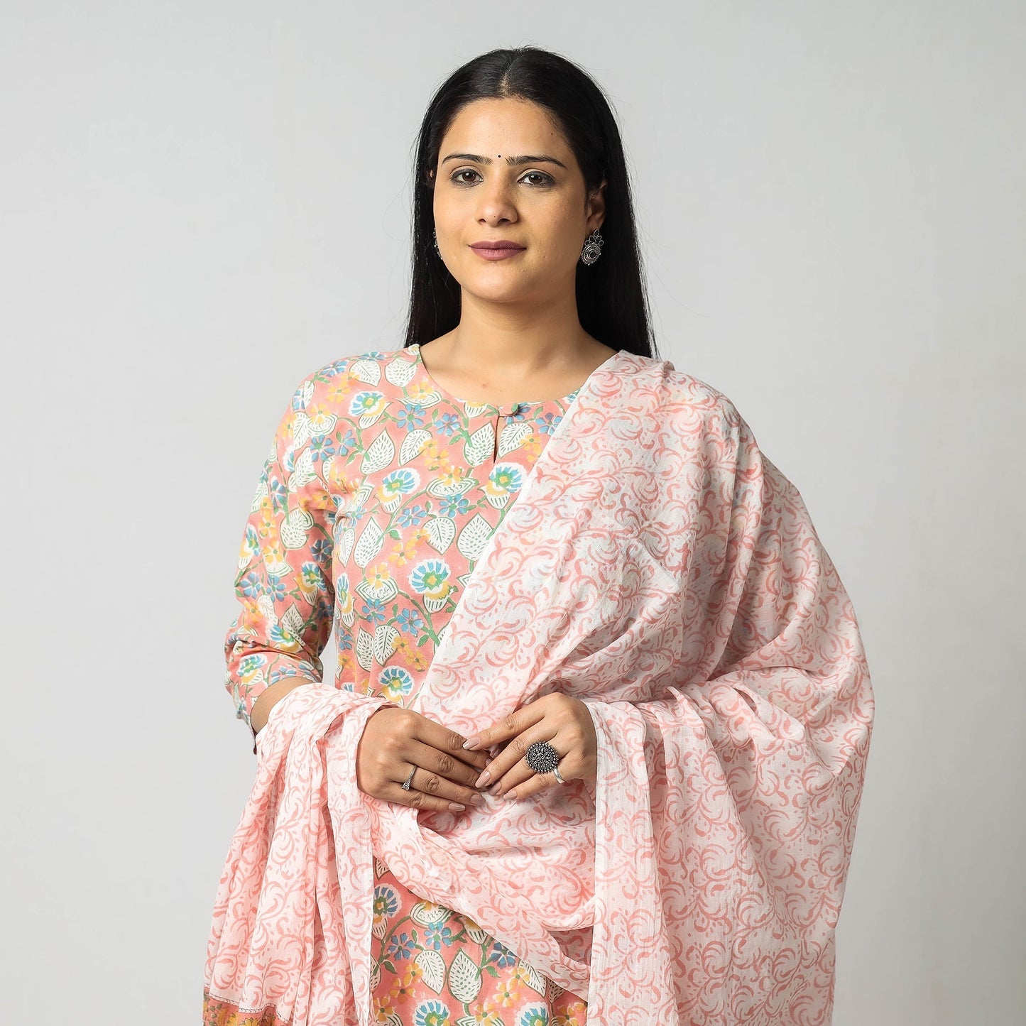  Sanganeri Kurta with Palazzo & Dupatta Set
