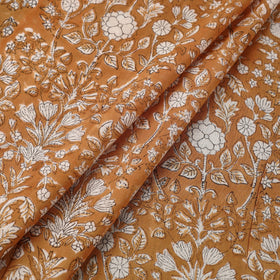 Buy Orange Sanganeri Block Print Cotton Fabric