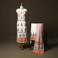 Sanganeri hand block print cotton 3pc unstitched dress