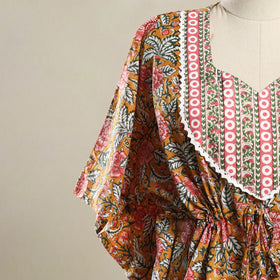 Orange - sanganeri mosaic fusion cotton kaftan (short) 04