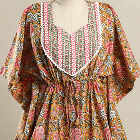 Orange - sanganeri mosaic fusion cotton kaftan (short) 04