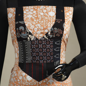 Orange - sanganeri patchwork cotton unstitched kurta