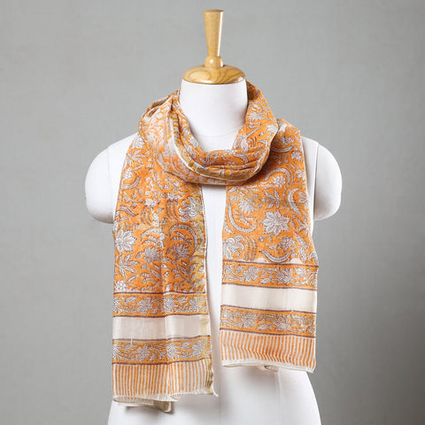  Sanganeri Block Printed Chanderi Silk Handloom Stole 