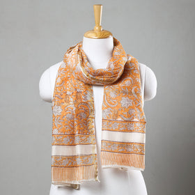  Sanganeri Block Printed Chanderi Silk Handloom Stole 