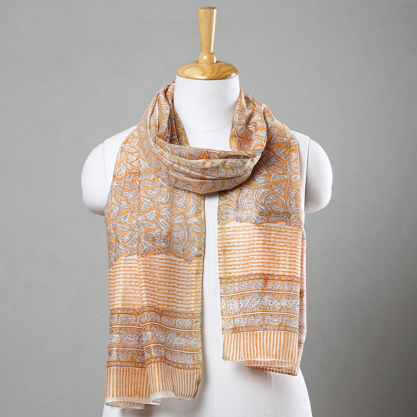  Sanganeri Block Printed Chanderi Silk Handloom Stole 