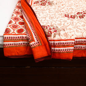  Orange Sanganeri Reversible Double Soft Cotton Quilt/Blanket