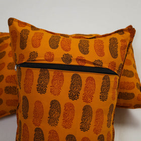 Orange - set of 2 bagh cotton pillow covers 07 - handcrafted