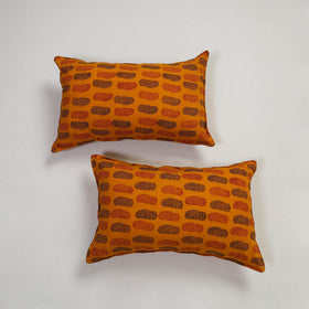 Orange - set of 2 bagh cotton pillow covers 07 - handcrafted