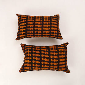 Orange - set of 2 bagh cotton pillow covers 16 - handcrafted