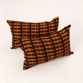 Orange - set of 2 bagh cotton pillow covers 16 - handcrafted