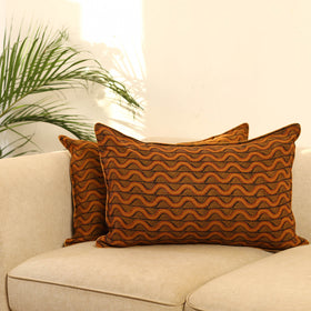 Buy Set of 2 Orange Bagh Block Print Cotton Pillow Covers 