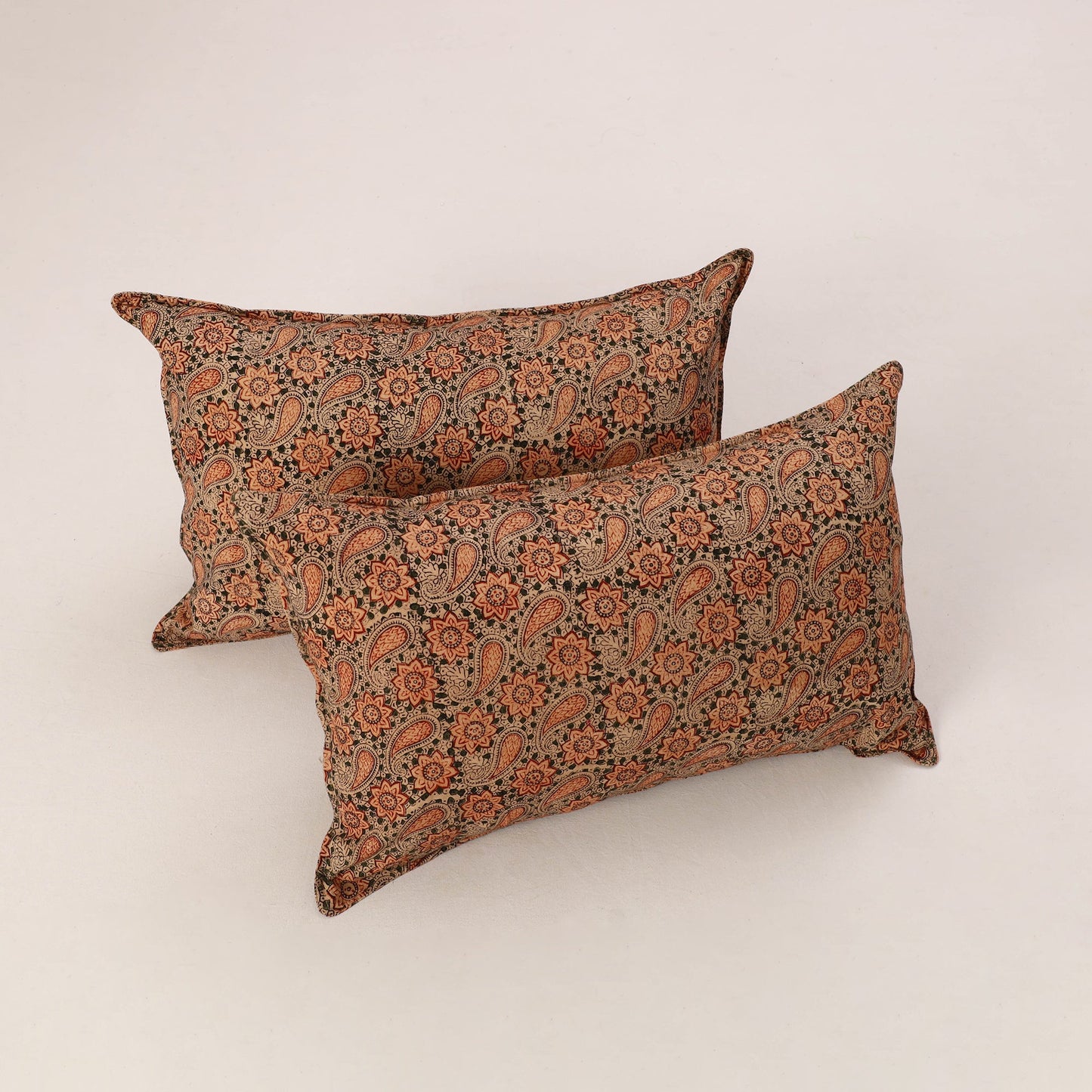 Orange - set of 2 kalamkari cotton pillow covers 38