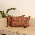 Orange - set of 2 kalamkari hand pillow covers 49