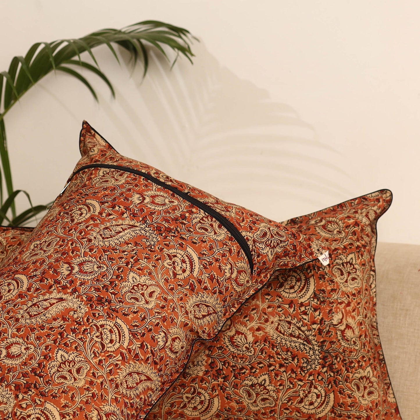 Orange - set of 2 kalamkari hand pillow covers 49
