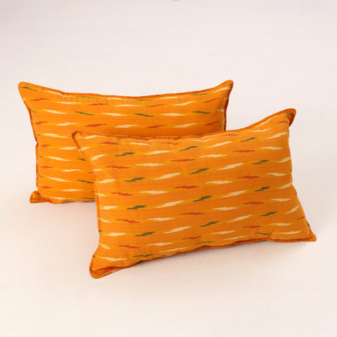 Orange - Set of 2 Pochampally Ikat Cotton Pillow Cover 04