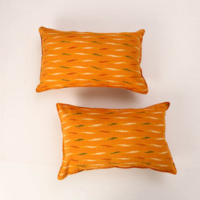 Orange - Set of 2 Pochampally Ikat Cotton Pillow Cover 04