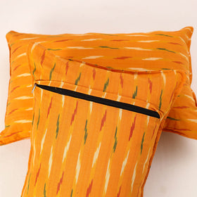 Orange - Set of 2 Pochampally Ikat Cotton Pillow Cover 04