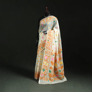 Silk cotton dhakai jamdani saree 16 - handcrafted