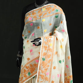 Silk cotton dhakai jamdani saree 16 - handcrafted