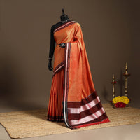 Orange - silk cotton khun saree with ilkal pallu chikki