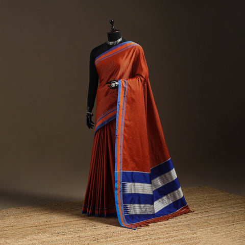 Silk cotton khun saree with ilkal pallu chikki paras border
