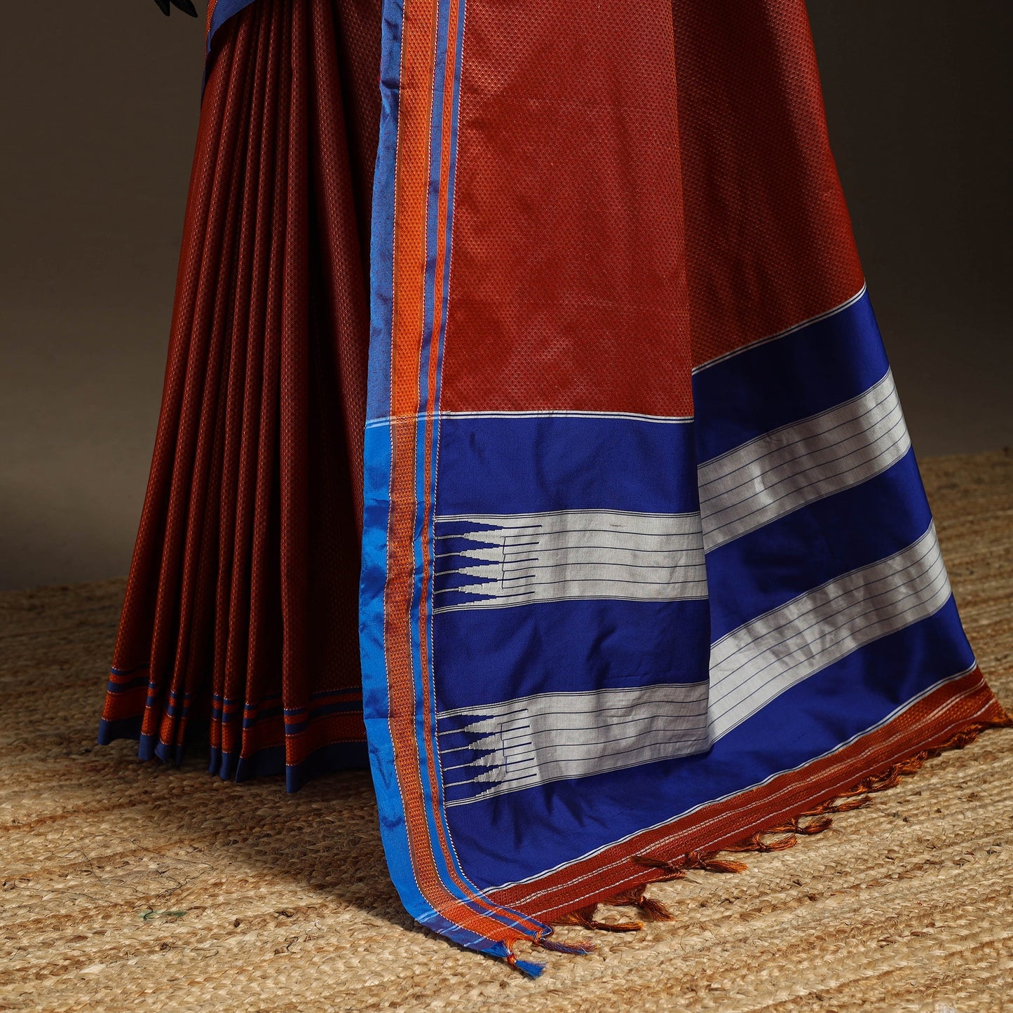 Silk cotton khun saree with ilkal pallu chikki paras border