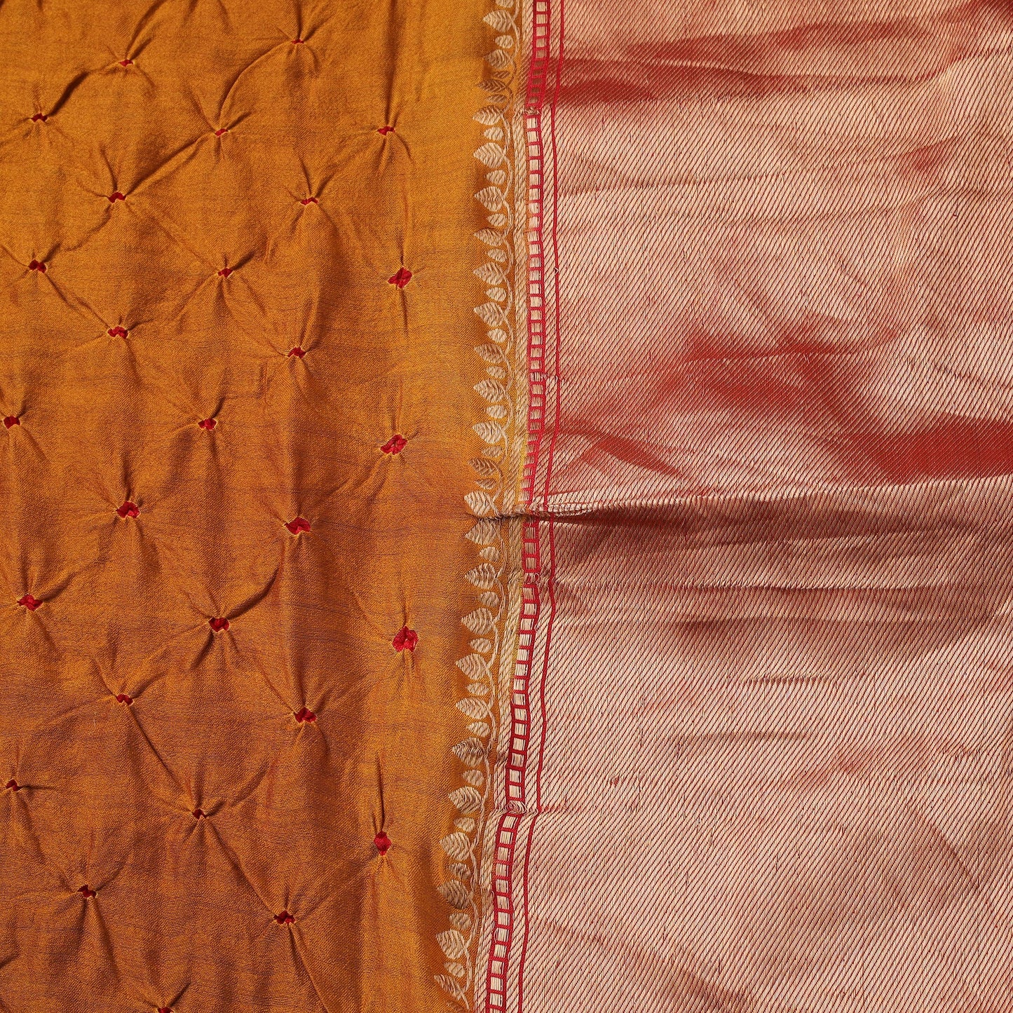 Silk tie-dye bandhani fabric with zari border 20