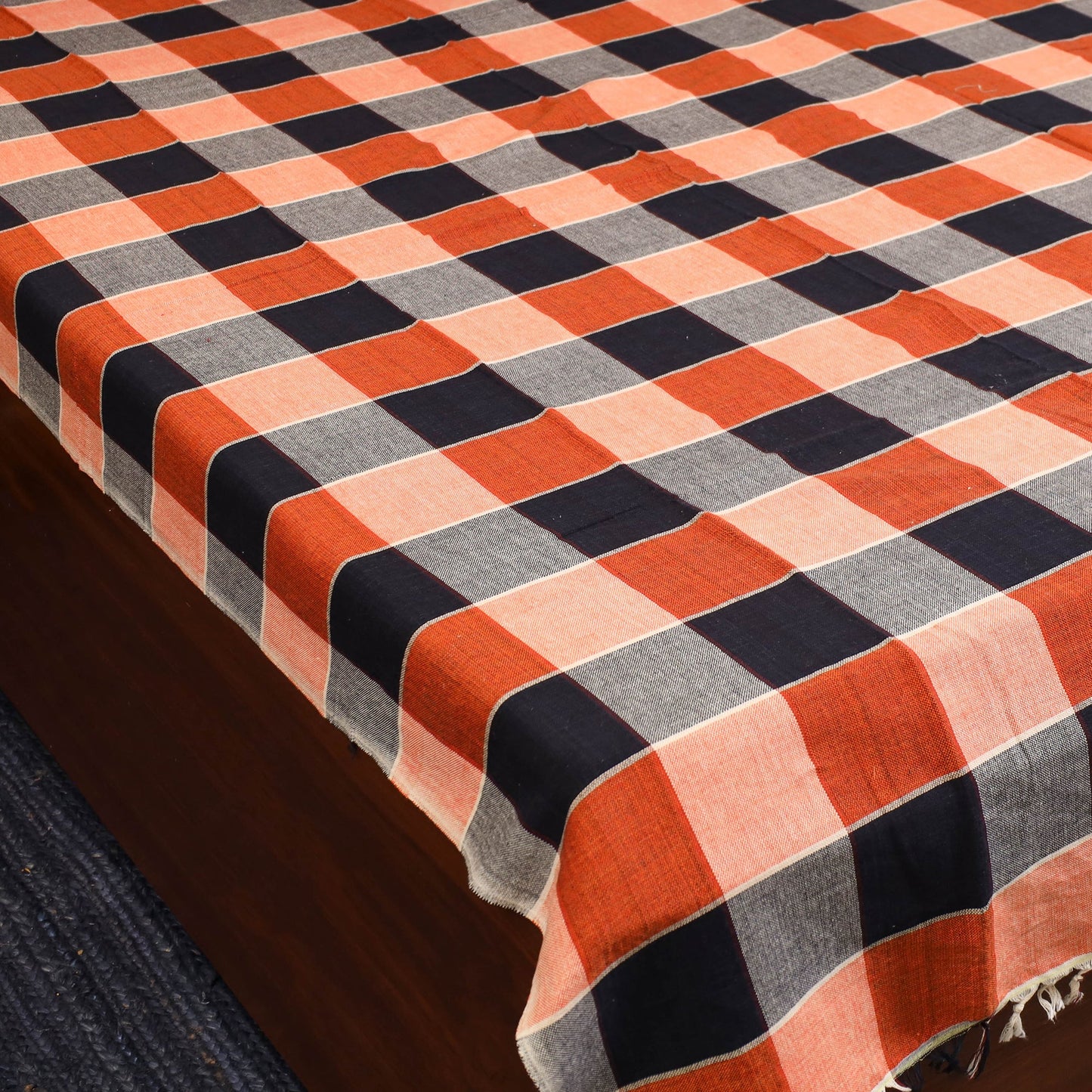 Orange - single handloom cotton bed sheet (90 x 60 in) 82