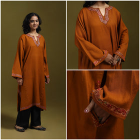 Sozni hand embroidered kashmiri merino wool pheran 41