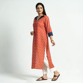 Buy Pochampally Ikat Weave Patchwork Cotton Kurta Online at iTokri.com