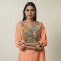 Buy Srikalahasti Kalamkari Patchwork Running Stitch Plain Cotton Short Kurta 09 Online at iTokri.com