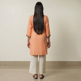 Buy Srikalahasti Kalamkari Patchwork Running Stitch Plain Cotton Short Kurta 09 Online at iTokri.com