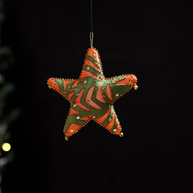 Orange - star - hand embroidered felt christmas decor
