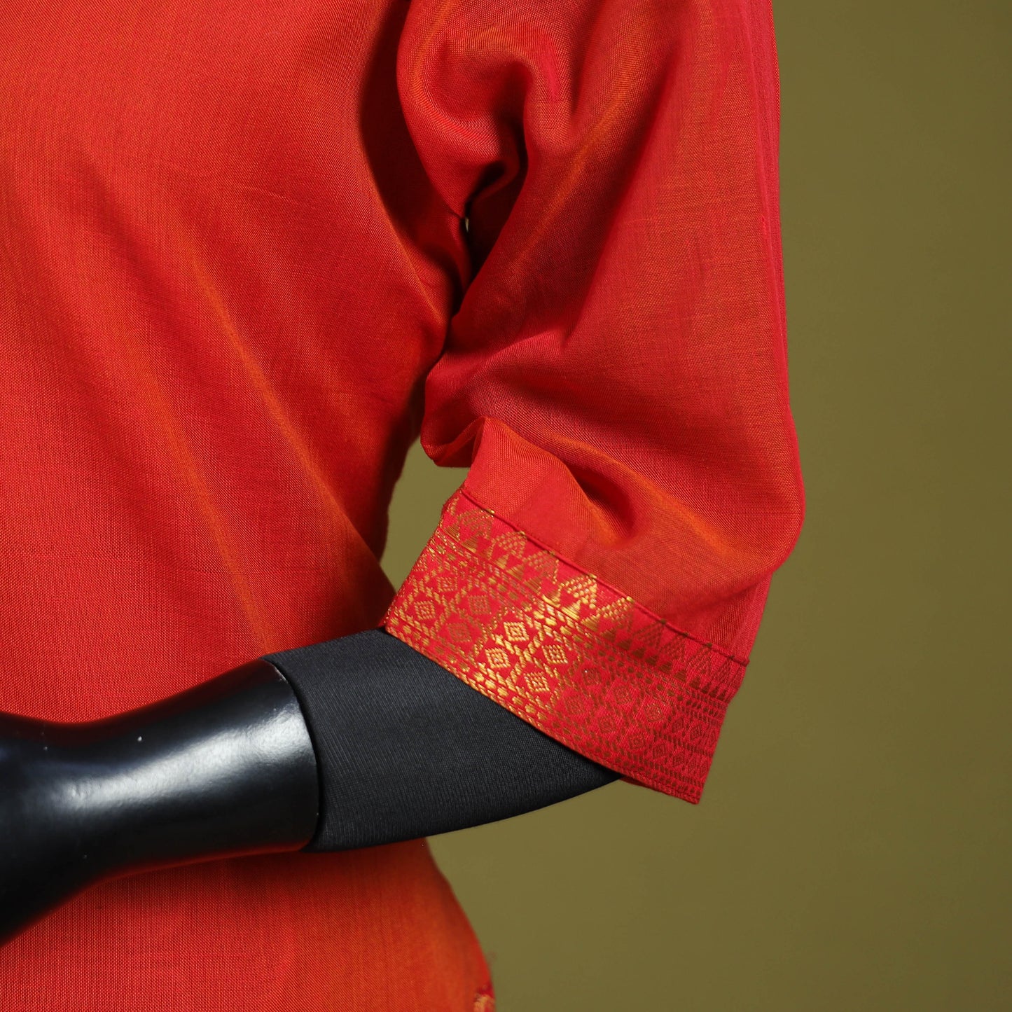 Orange - straight cotton dharwad kurta 06 - handcrafted
