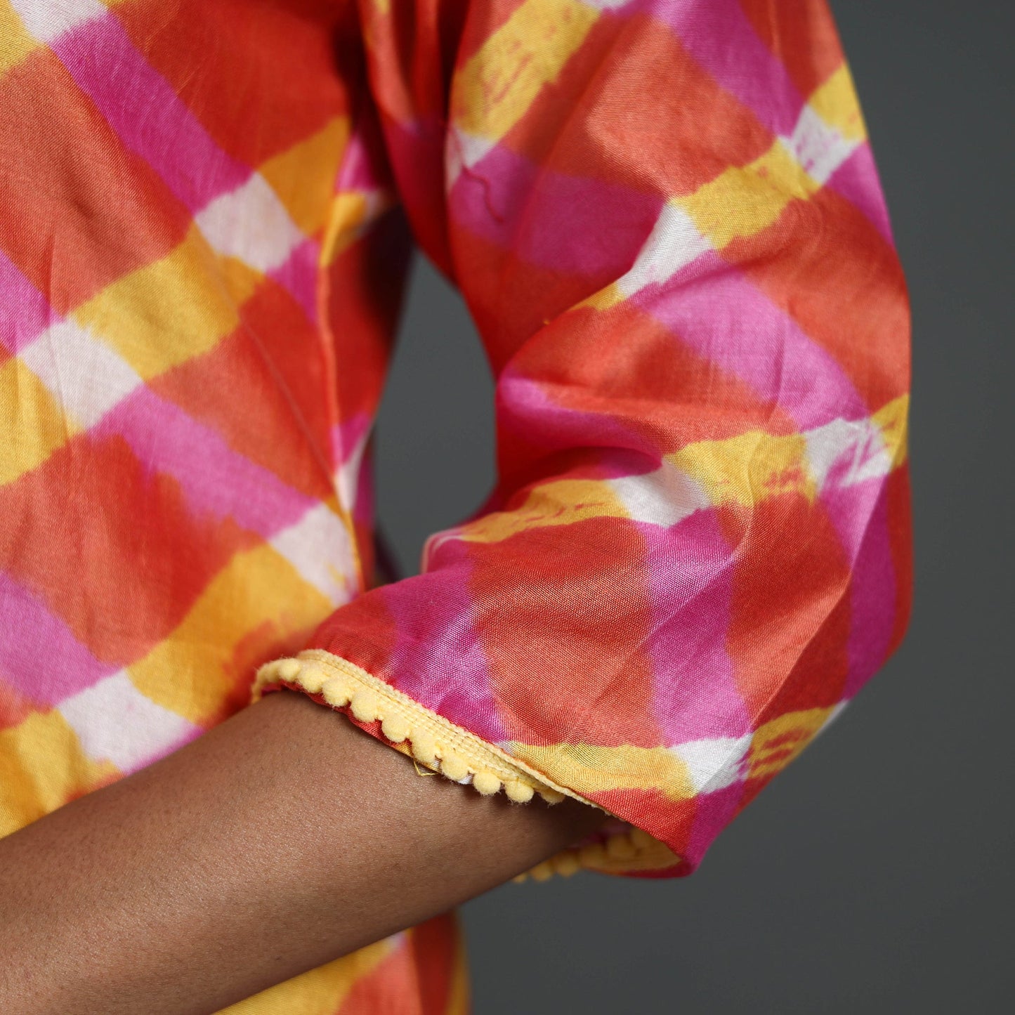 Orange - straight handloom chanderi silk tie-dye leheriya
