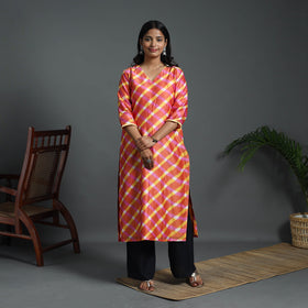 Orange - straight handloom chanderi silk tie-dye leheriya