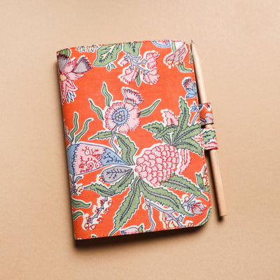 Orange - sukriti handmade classic notebook with pencil