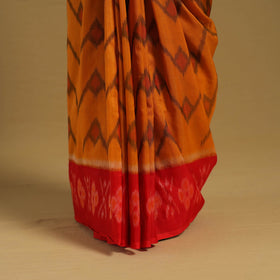 Orange - Telia Rumal Handloom Cotton Pochampally Double Ikat Saree 09