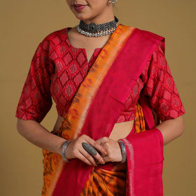 Orange Telia Rumal Handloom Cotton Pochampally Double Ikat Saree